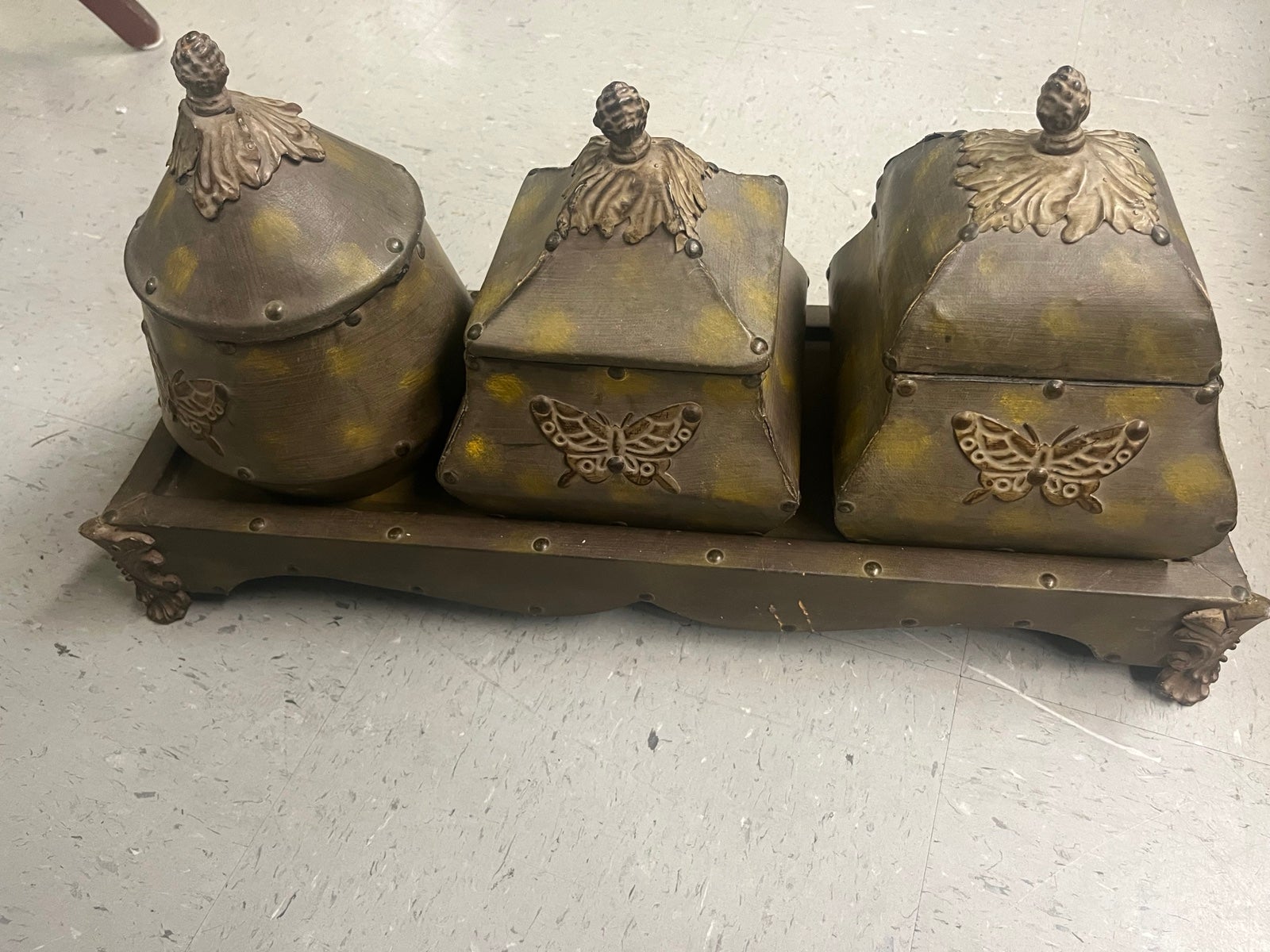 Vintage 4 pc camo canister set