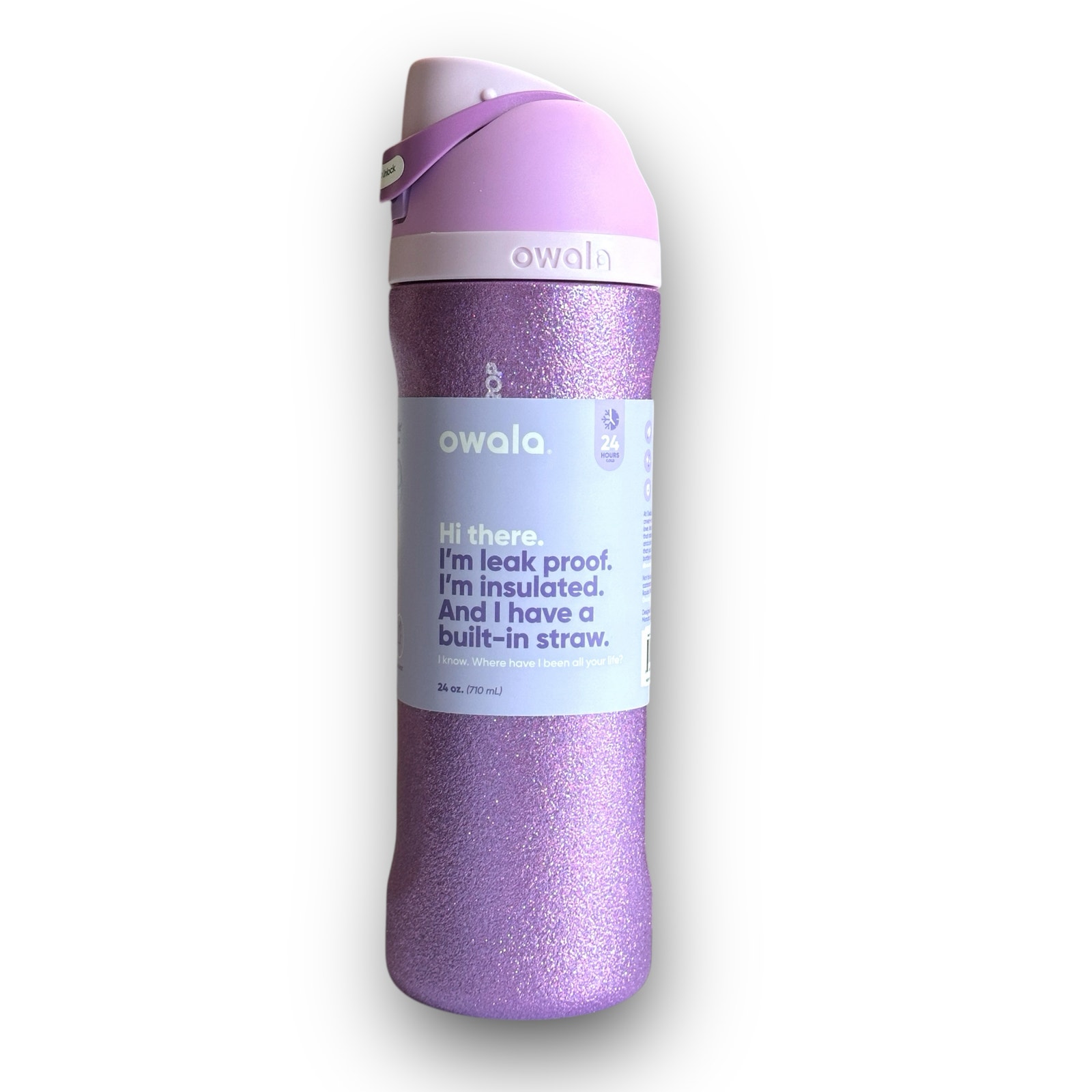 Owala Color Drop 24oz FreeSip So Eggstra Purple Glitter Stainless Steel Water