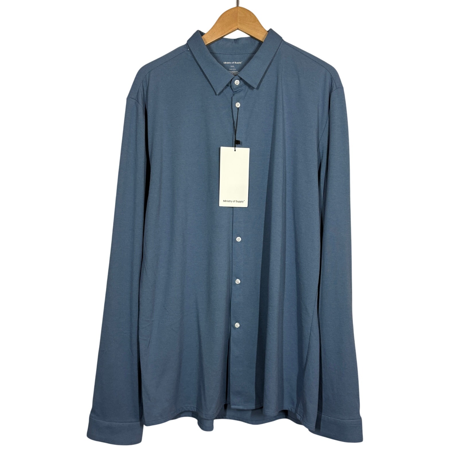 NEW! Ministry of Supply Composite Dress Shirt Long Sleeve Steel Blue Casual XXL