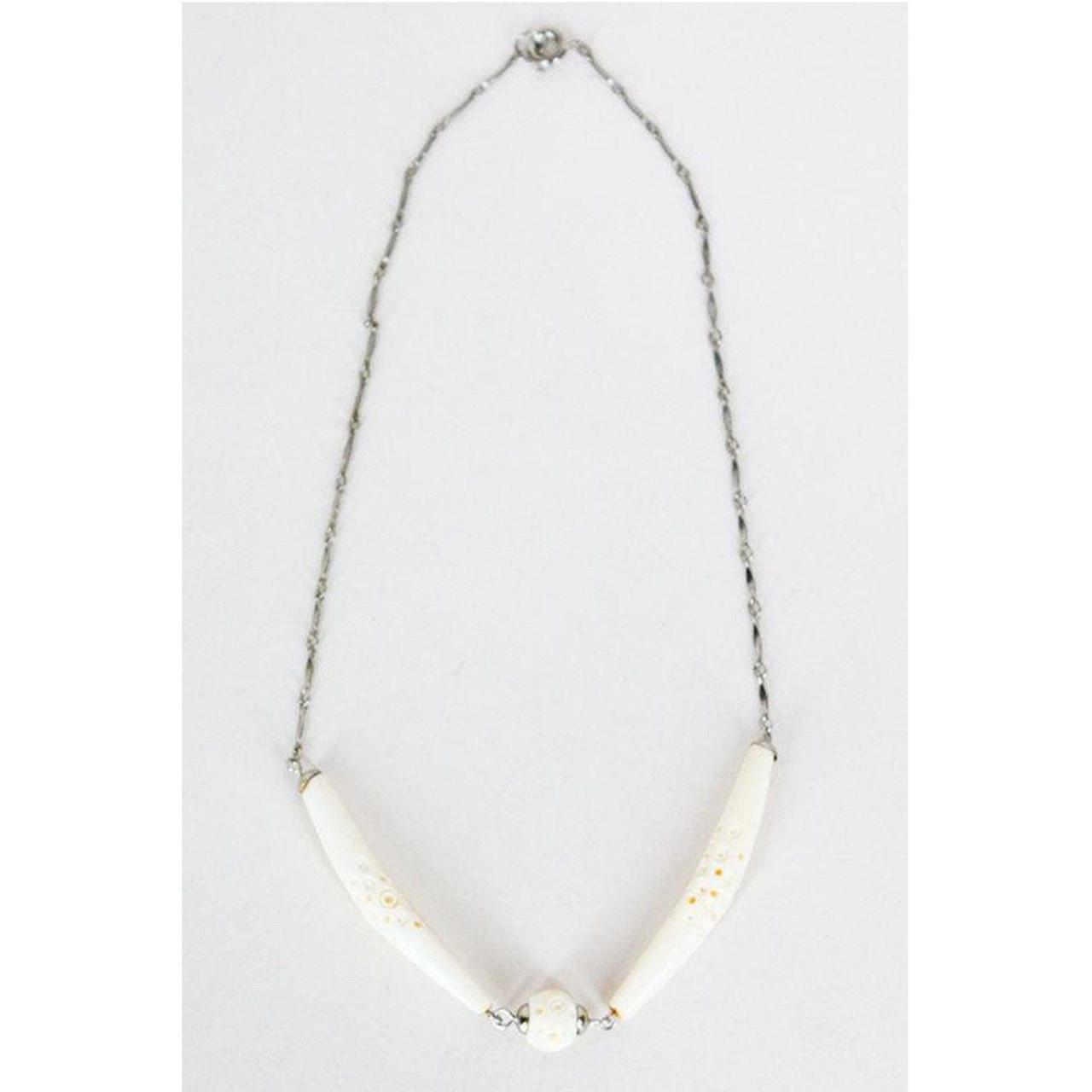 Vintage Antique 1930s 30s Minimal Bone Beaded Necklace