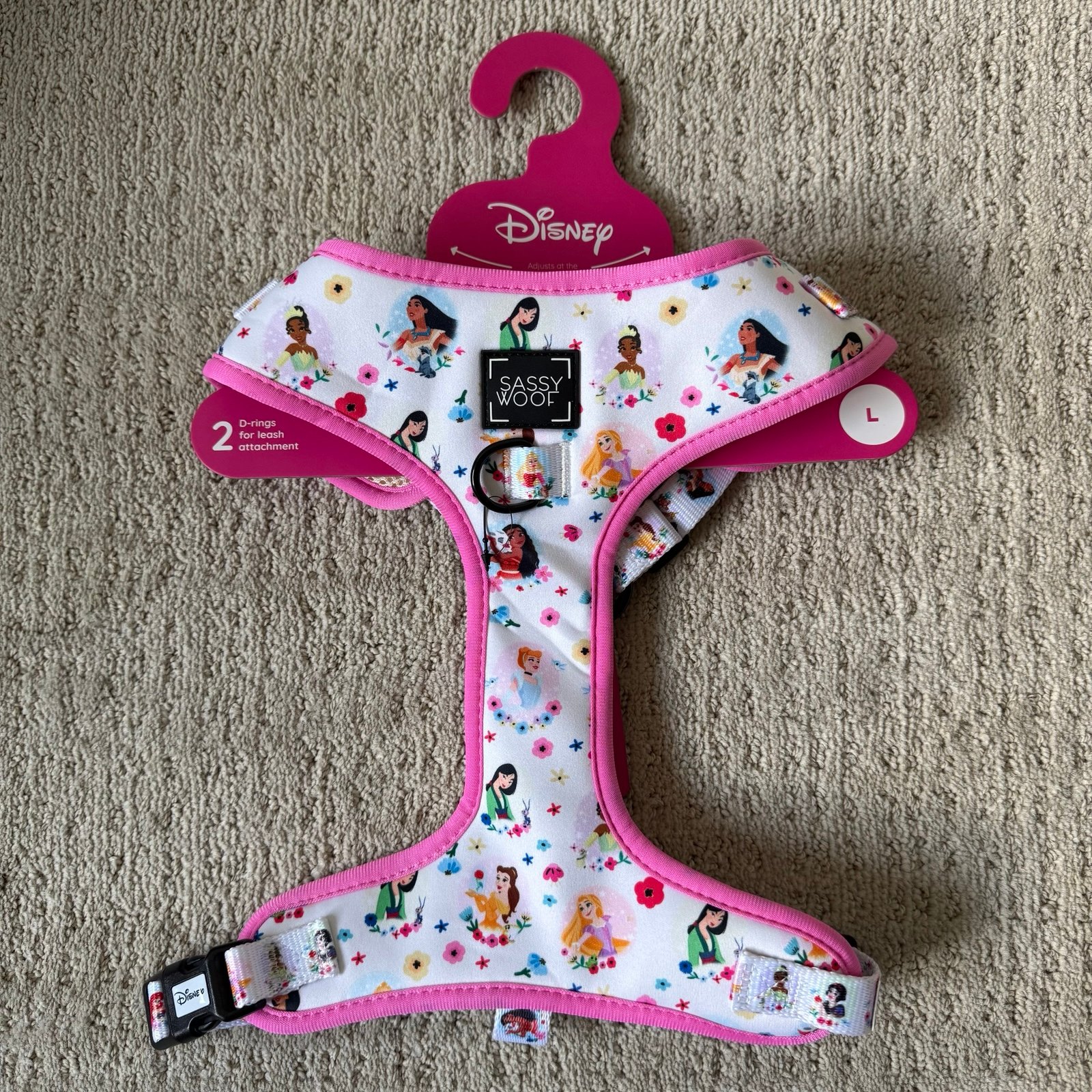 Large Disney, princess pink and white Dog harness New with tags