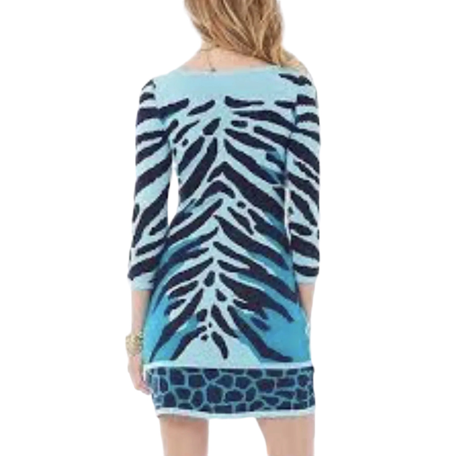 Lilly Pulitzer Polly Wild Animal Print Sweater Dress Blue Sz Xs