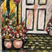 c1990 Outsider Oil Painting by FL Artist Alfonso DeVito Floral Atrium The Key