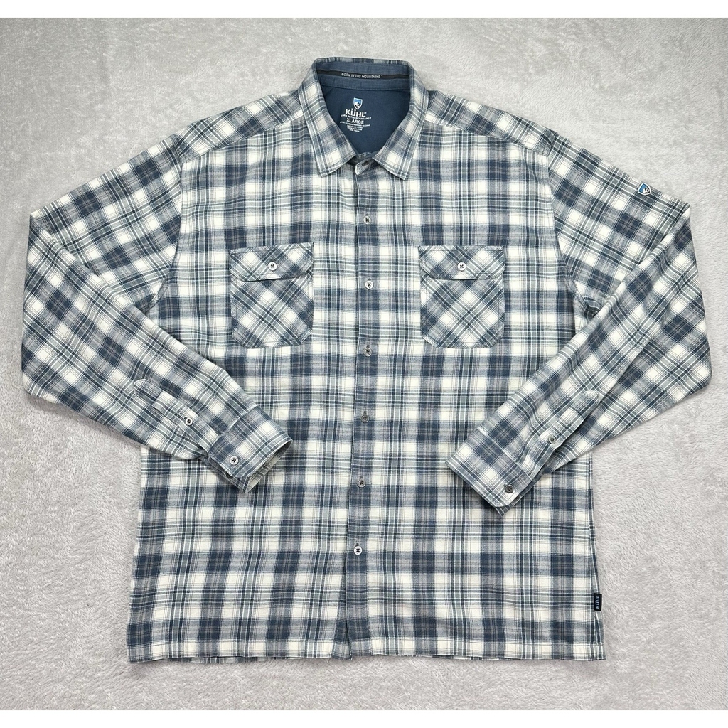 Khul Dillinger Flannel Mens XL Plaid Metal Buttons Outdoors Hiking Camping Soft