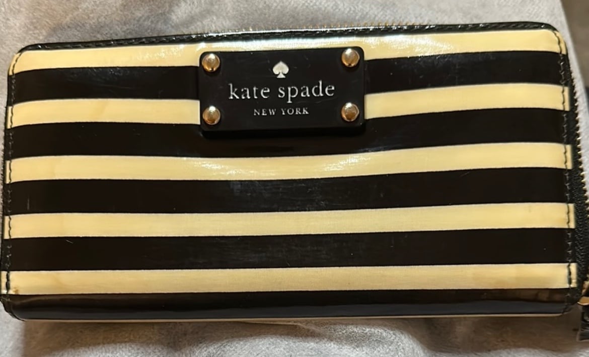 Kate Spade Carlisle Street Black Striped Wallet Kate Spade Long Wallets