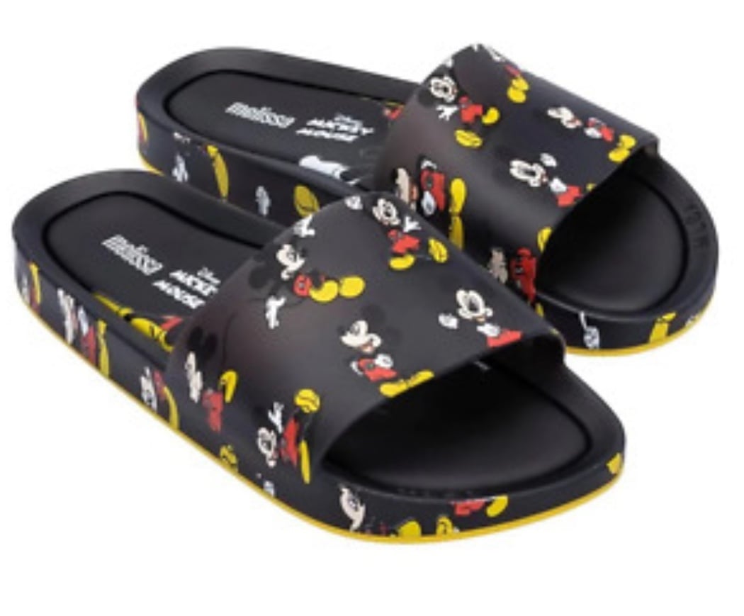 MELISSA Disney Mickey Mouse Print Slide Sandals in Black