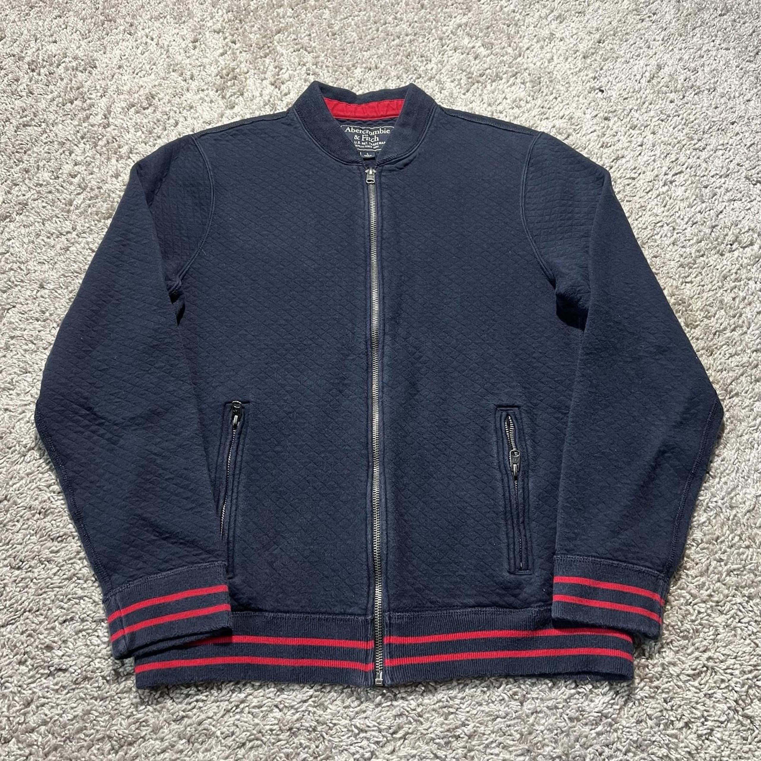 Abercrombie & Fitch Vintage Y2k Track Jacket Full Zip Large Blue Vtg Quilted