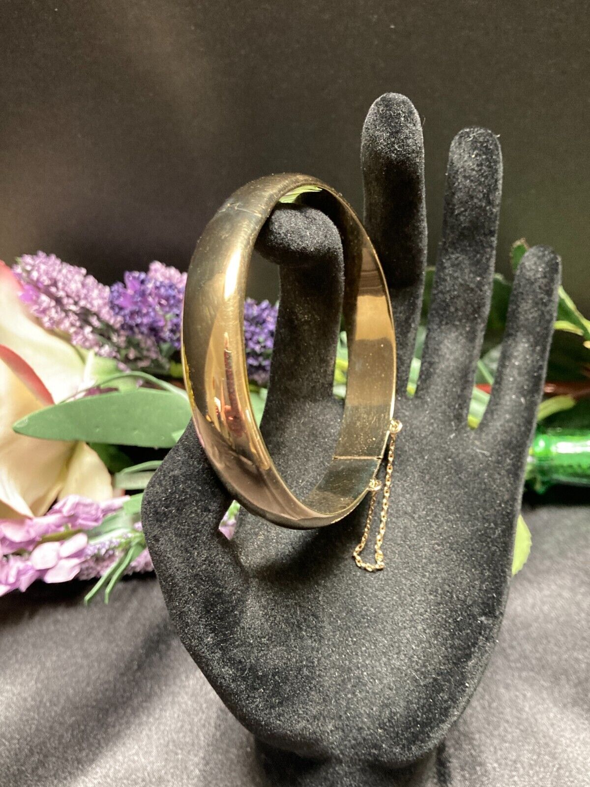 Vintage Sterling Silver Plain Polished Hollow Bangle Bracelet