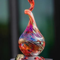 Blown Glass Hummingbird Feeder, Bird Feeder, Hanging Feeder, Glass Feeder
