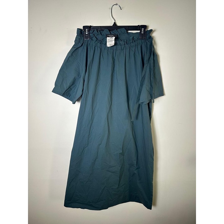 Weekend MaxMara Teal Short Sleeve Elastic Neckline OffShoulder Dress Size US 8