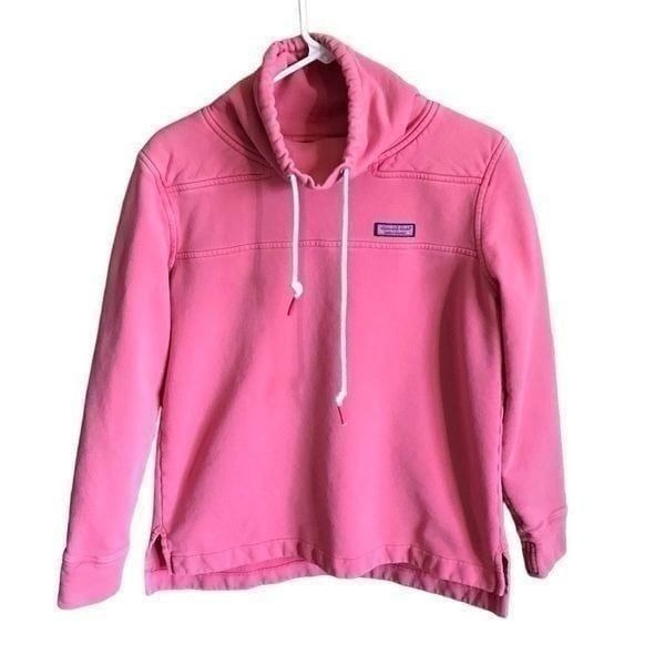 Vineyard Vines drawstring sweatshirt womens SZ Small coral long sl pullover