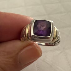 David Yurman Amethyst cable ring sterling and 14kt