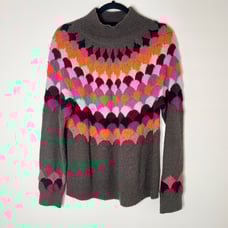 Derhy Funnel Neck Sweater Wool Mohair Mix Brown Size Large
