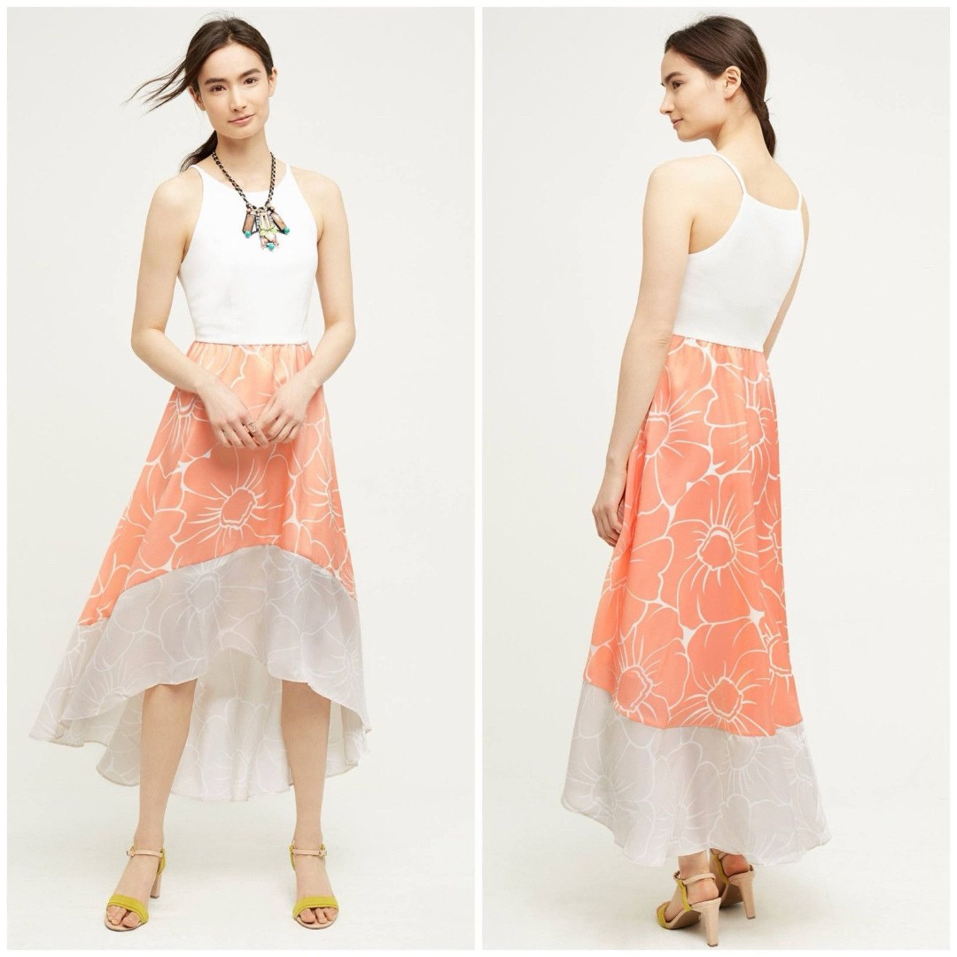 Anthropologie Hutch Peachy High-Low Dress Floral Sleeveless Size Large New