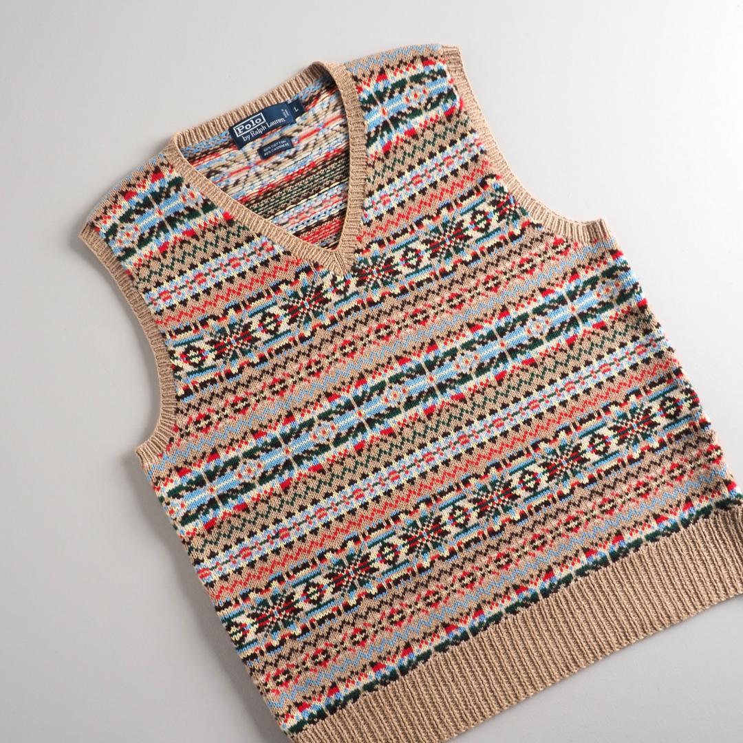 Ralph Lauren Cashmere Blend Vest, Knit, Nordic Pattern, Excellent Condition