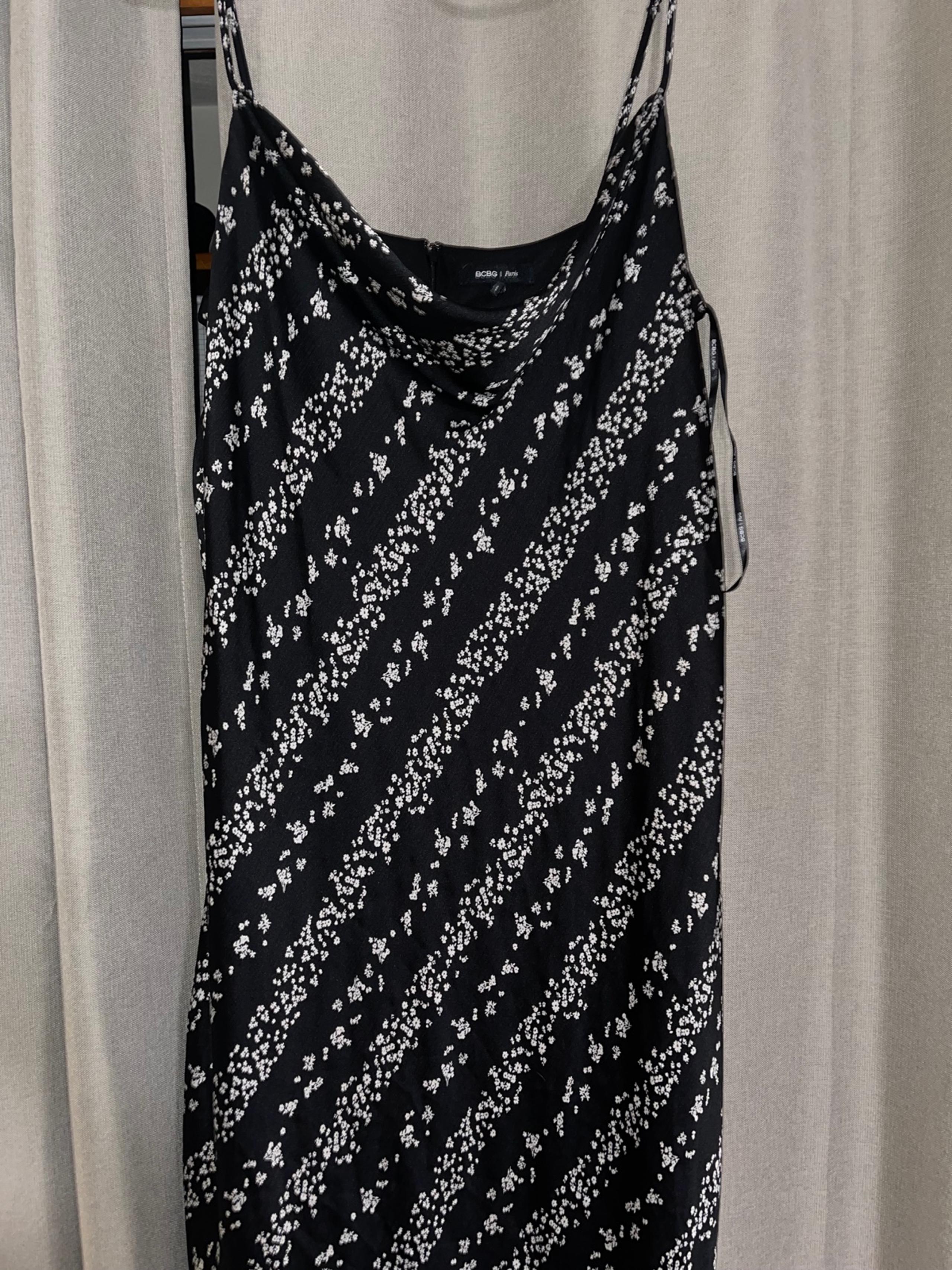 Black and white floral slip dress