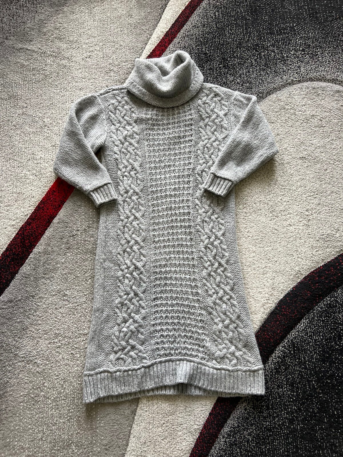 Free People Gray Alpaca Blend Cable Knit Turtle Neck Sweater Dress