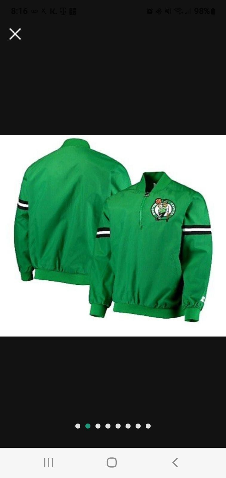 Boston Celtics Starter 3/4 zip Pullover-Adult Medium