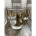 4 Vintage MCM Gold MARSHALL FIELDS Old Fashioned Glasses CHICAGO SKYLINE Barware