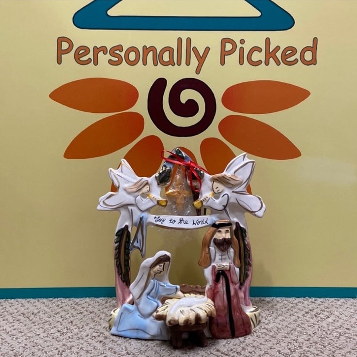 Blue Sky Clayworks NATIVITY JOY TO THE WORLD Tealight Holder