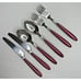 Red handle Stainless Flatware Replacement 6 Pc Pearlized Burgundy Resin