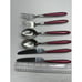 Red handle Stainless Flatware Replacement 6 Pc Pearlized Burgundy Resin