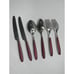 Red handle Stainless Flatware Replacement 6 Pc Pearlized Burgundy Resin