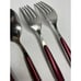 Red handle Stainless Flatware Replacement 6 Pc Pearlized Burgundy Resin