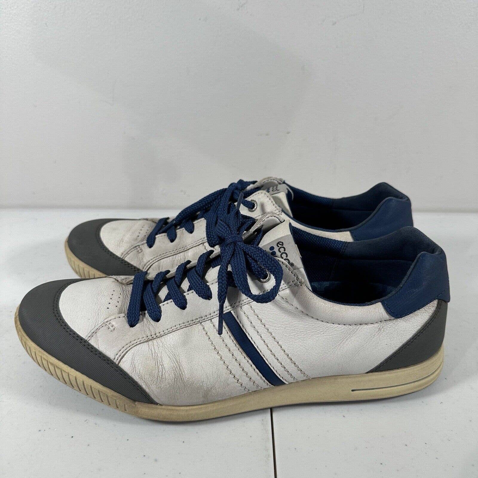 Ecco Golf Shoes Sneakers Men Size 46 EU 12-12.5 US White Blue Leather Spikeless