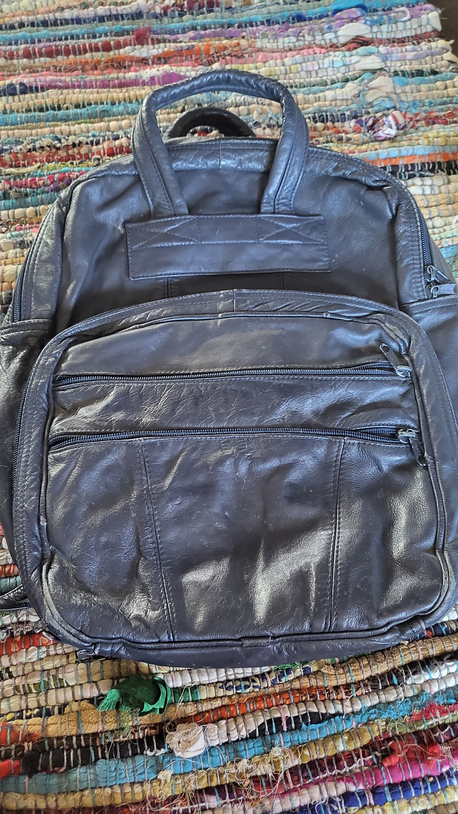 Vintage Genuine Leather Travel Backpack made in Mexico Blue