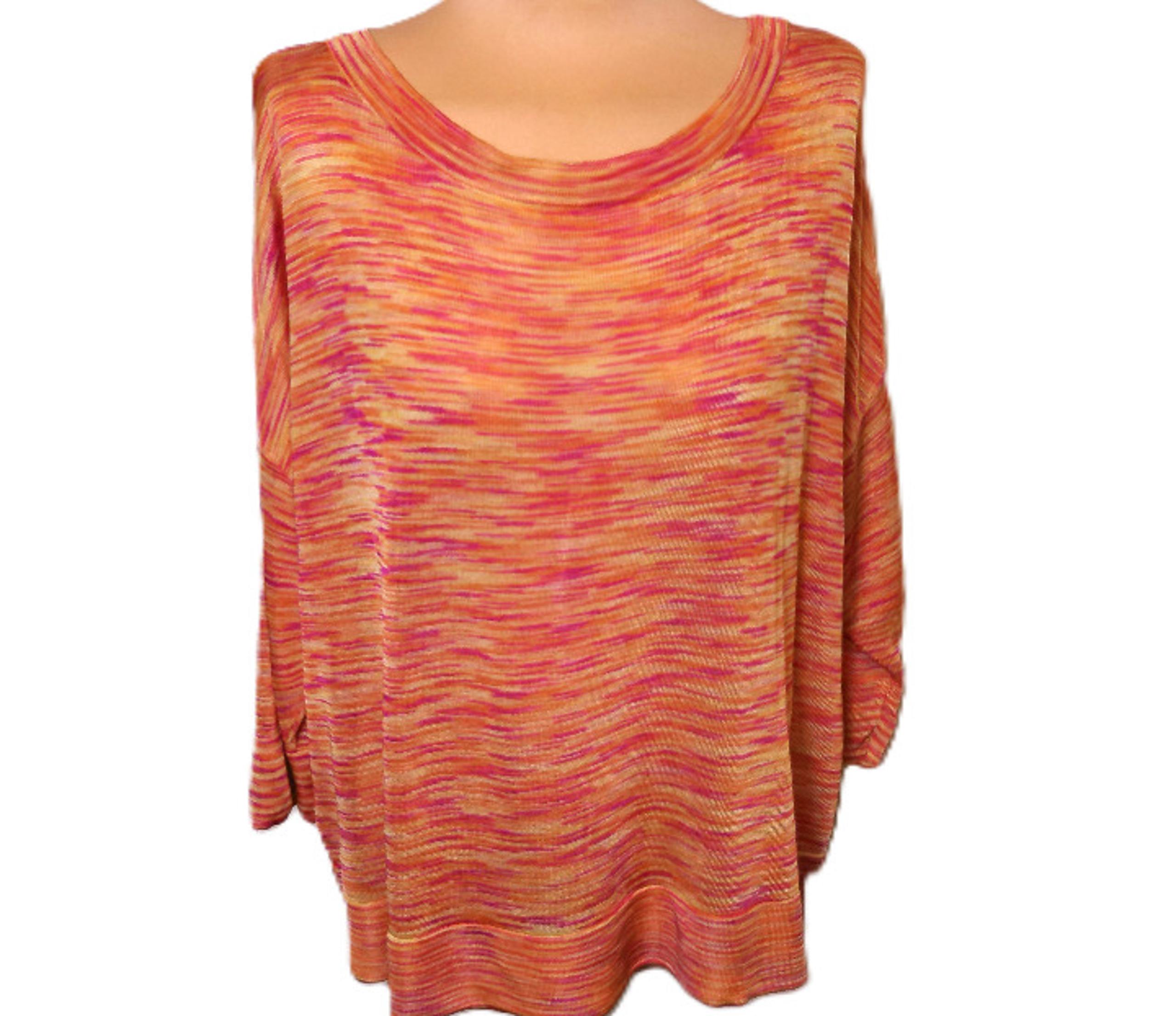 Knit Top JLO size Large summer light-weight pulluver sweater orange relaxed fit