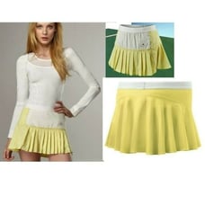 NWT Adidas Stella McCartney Tennis Skirt Pleated 40 M Medium white yellow