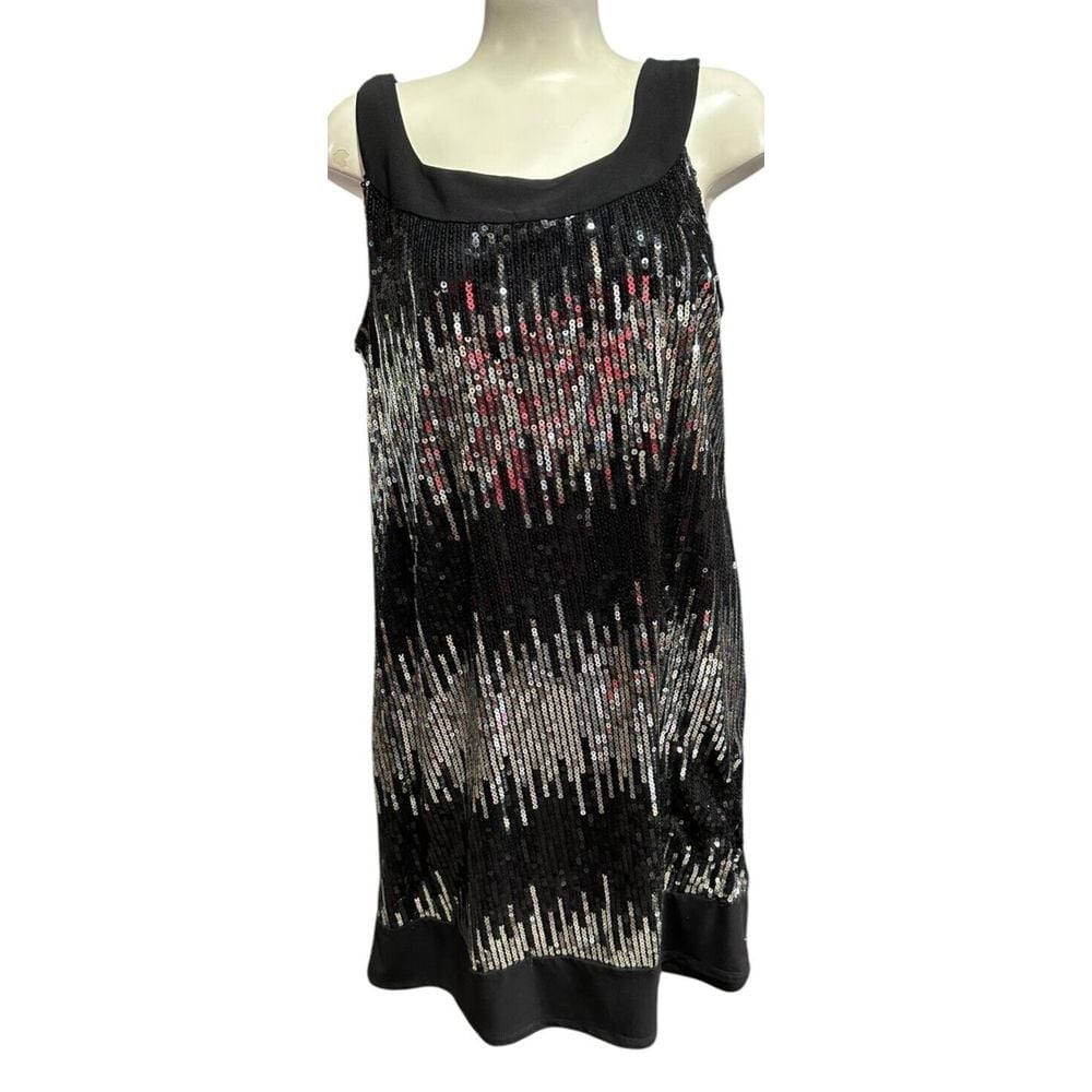 Dressbarn Collection Women's Dress Black/Silver Sequin Cocktail Size 16 New Year