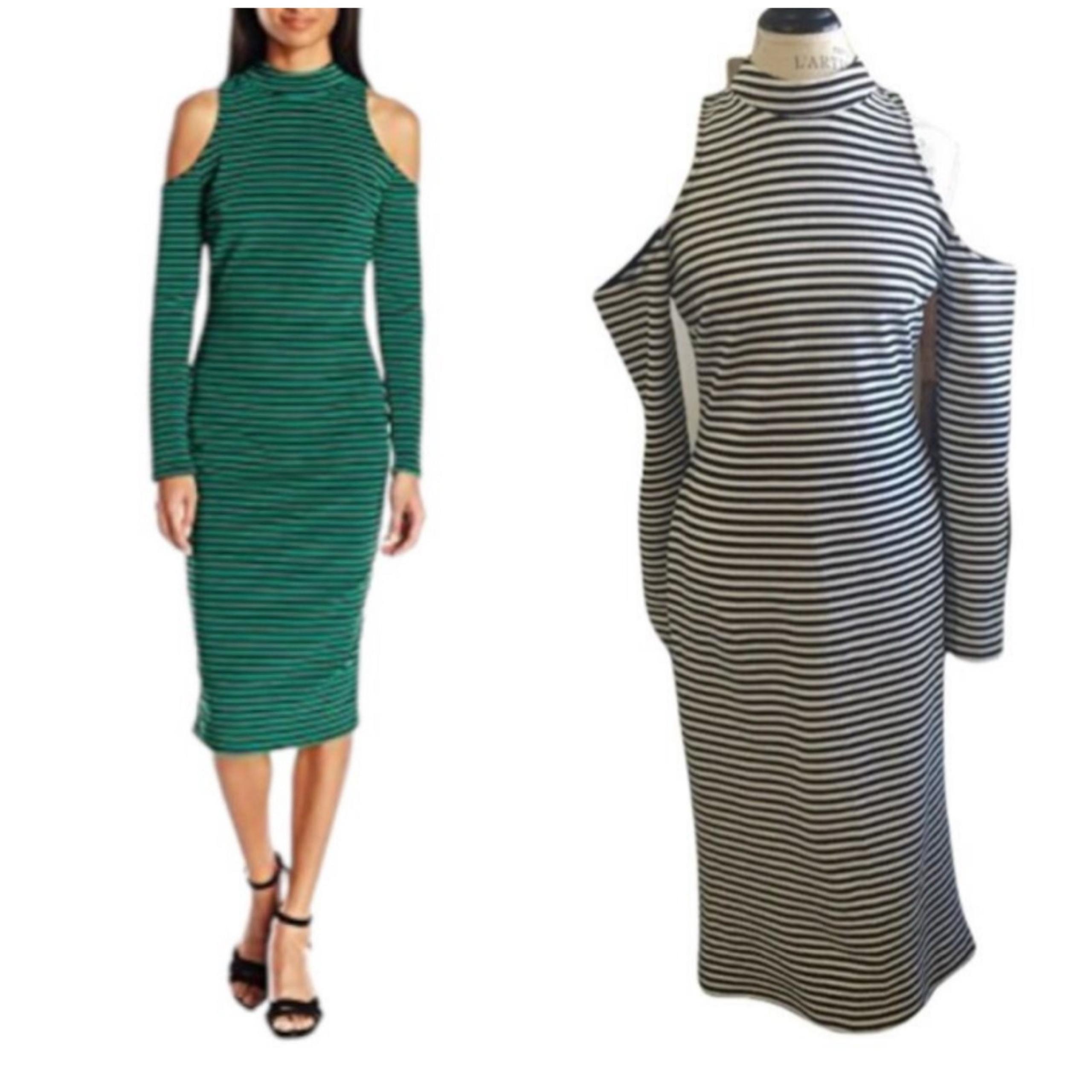 Y2K XOXO cold shoulder striped dress NWT