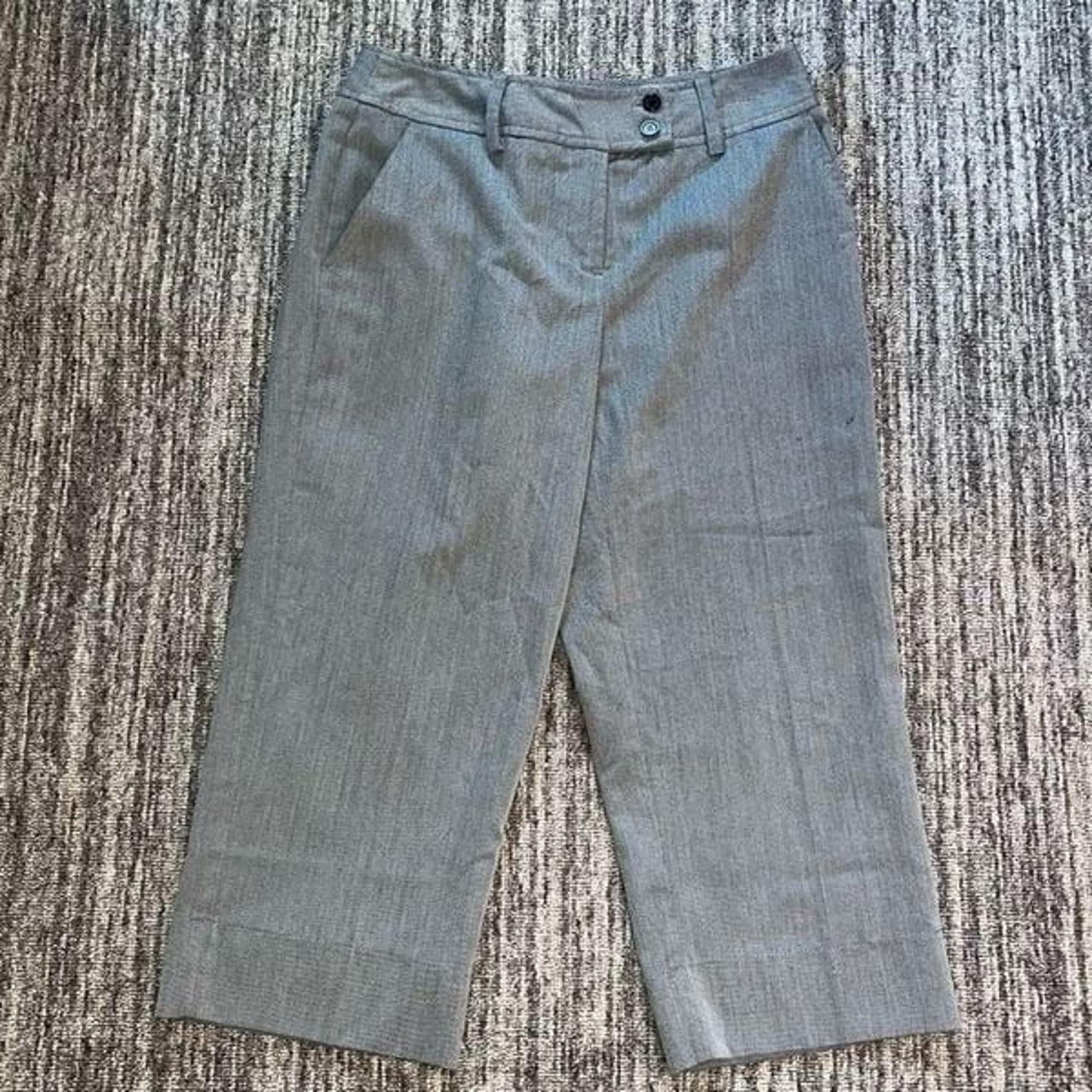 Worthington Stretch Womens Cropped Pants Size 4 Gray Flat Front Summer Business