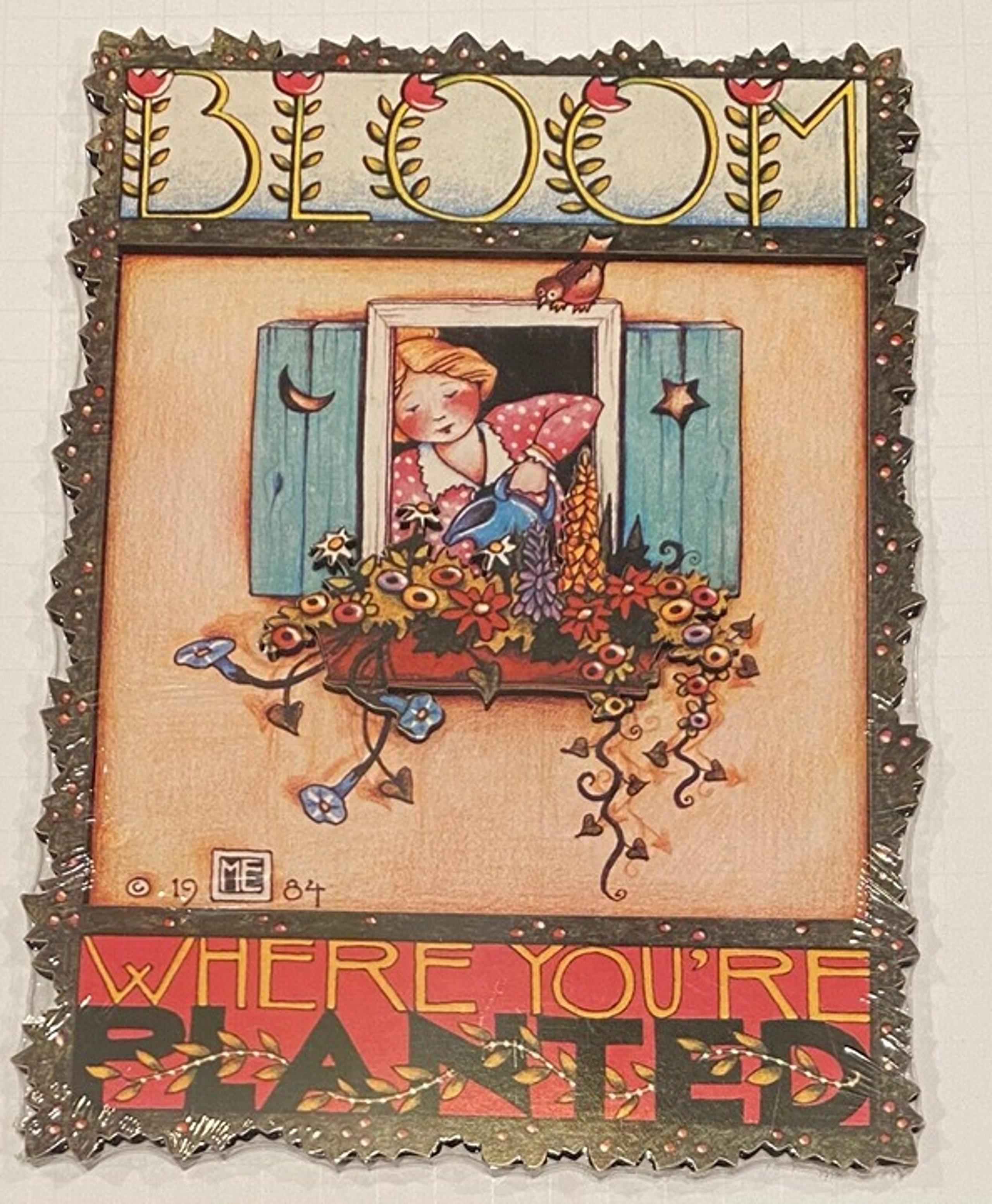 Vintage Mary Engelbreit Cards To Keep Bloom Where You Are Planted Plaque Sealed