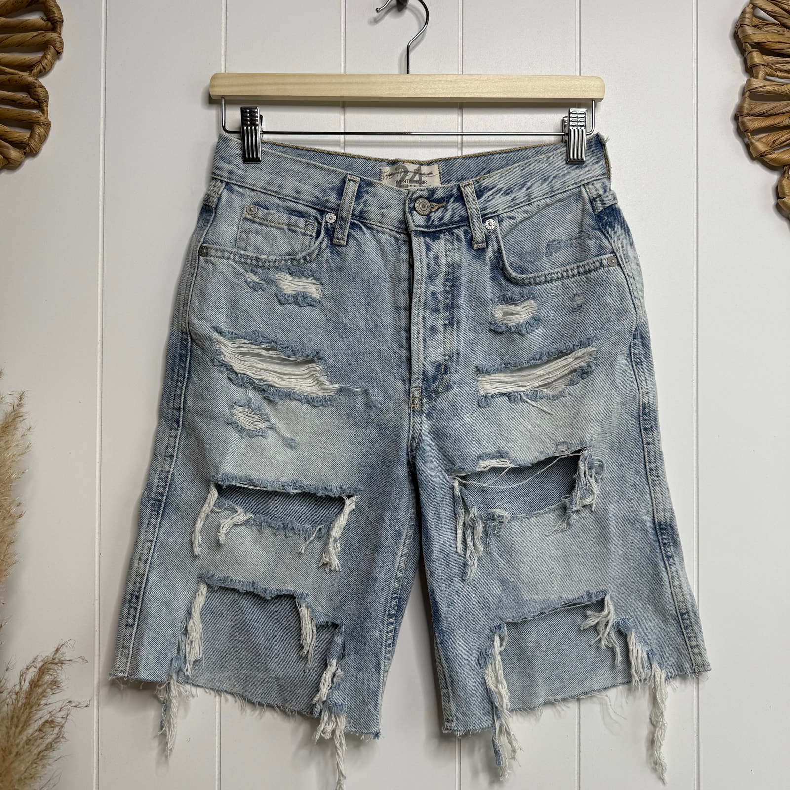 Free People shorts 24 bermuda high rise jean shorts jorts cotton denim casual
