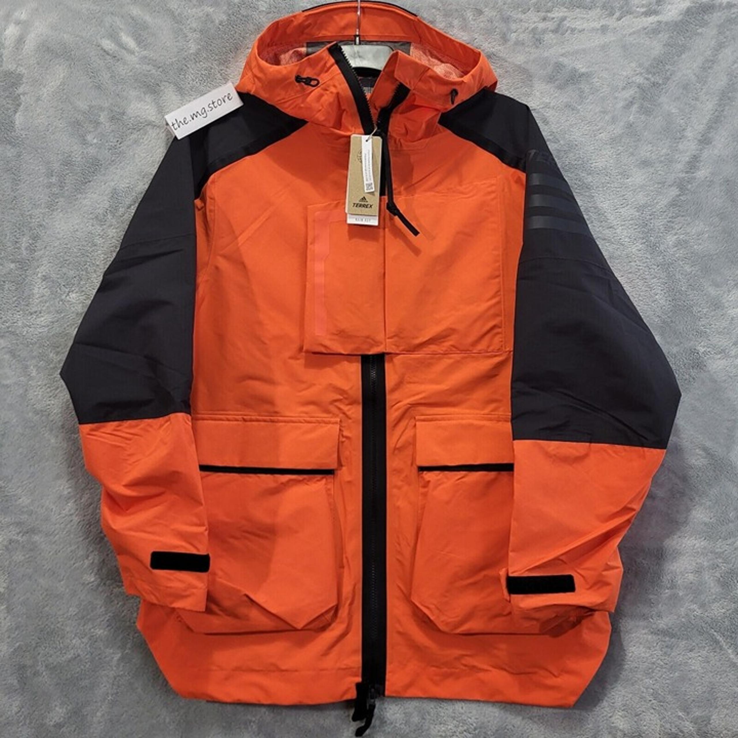 Adidas Terrex Xploric Rain.RDY City Jacket HG8573 Orange Black Mens Sz Small NWT