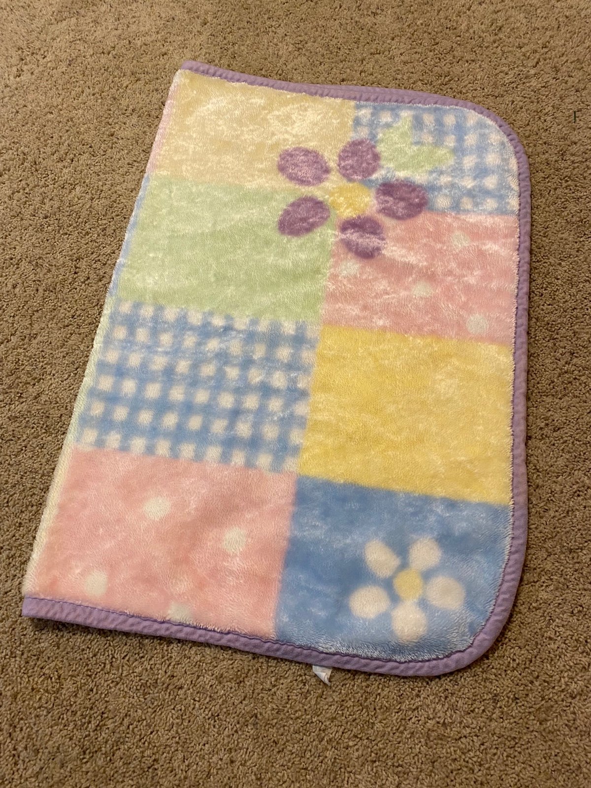 Carter's Fleece Blanket Plaid Flower Baby Girl 30x43