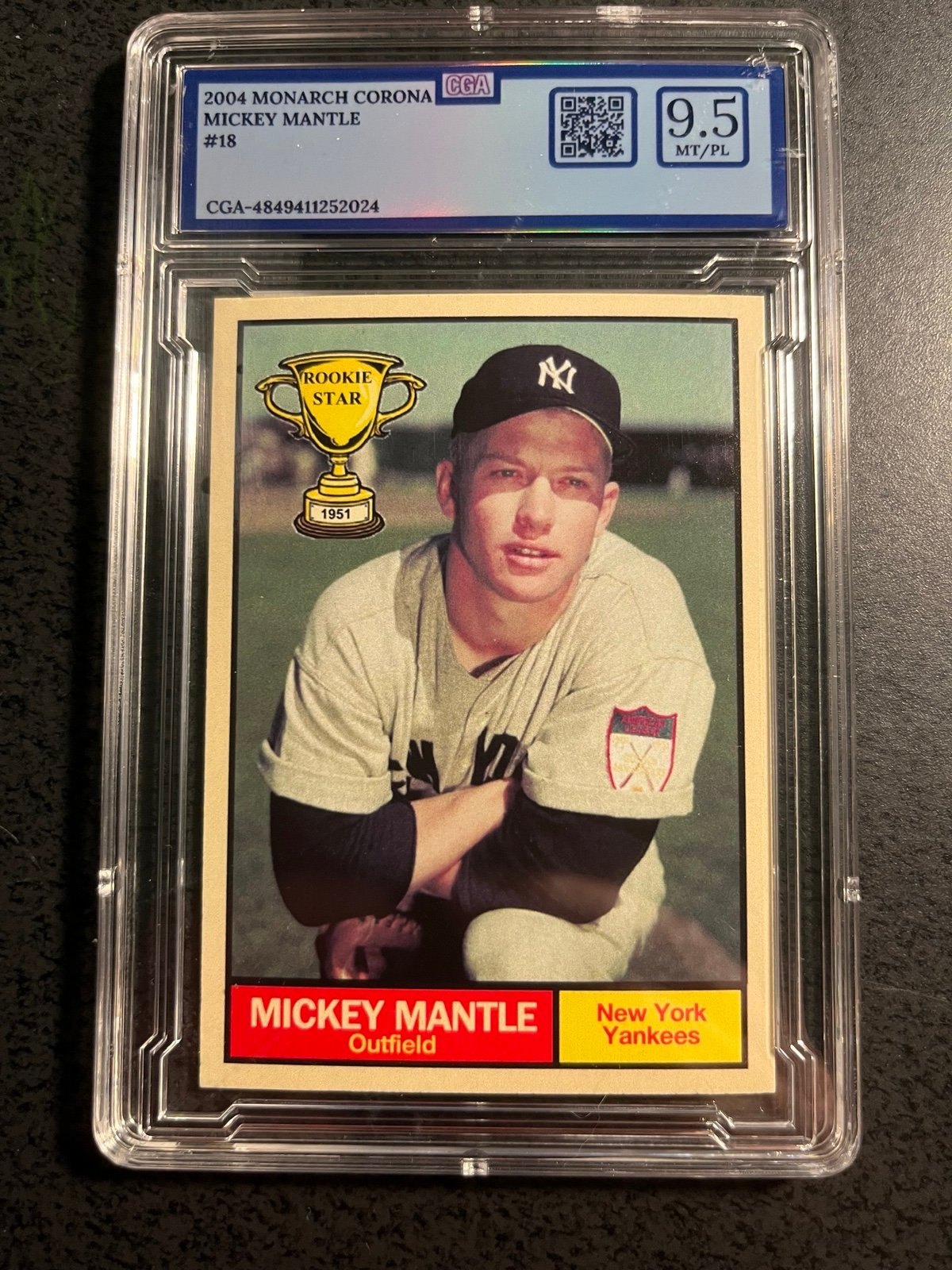 Mickey Mantle Rookie Star, Yankees- Graded 9.5