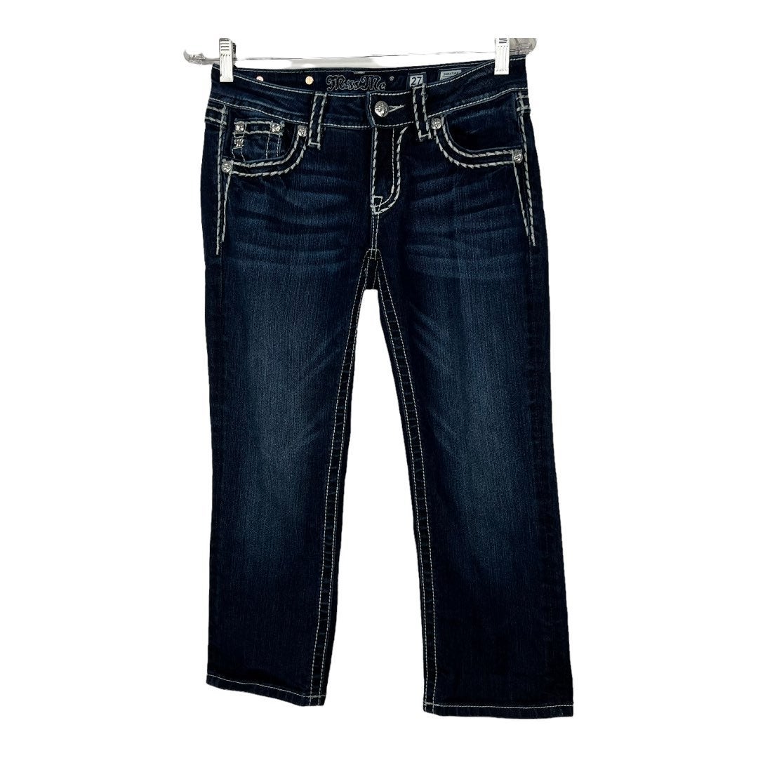 MISS ME Signature Cuffed Capris Jeweled Jeans Sz 27