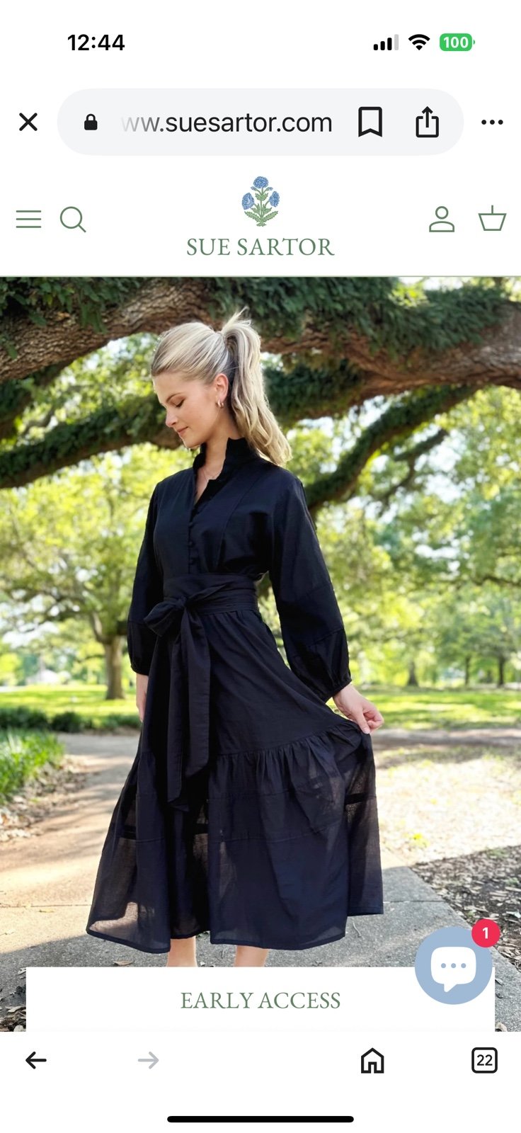Sue Sartor Organza Floral Flounce Dress