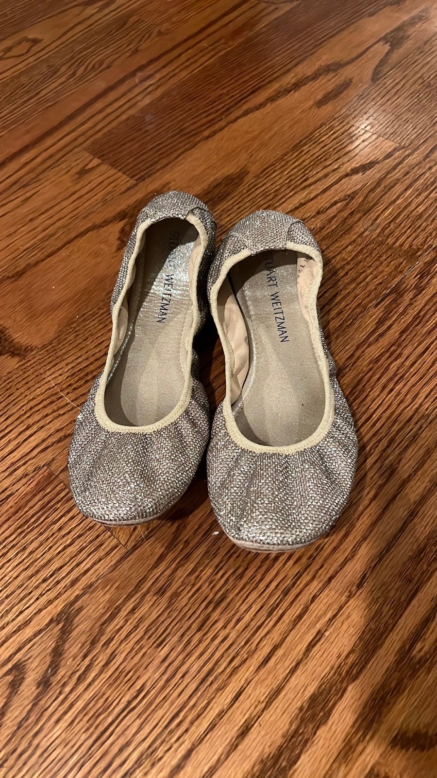 Stuart Weitzman Silver Metallic Shimmery Ballet Flats Size 9