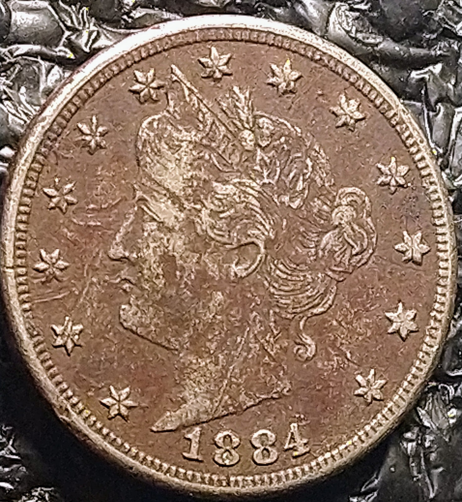 Key Date 1884 Lady Liberty V Nickel USA Genuine Toned Rare
