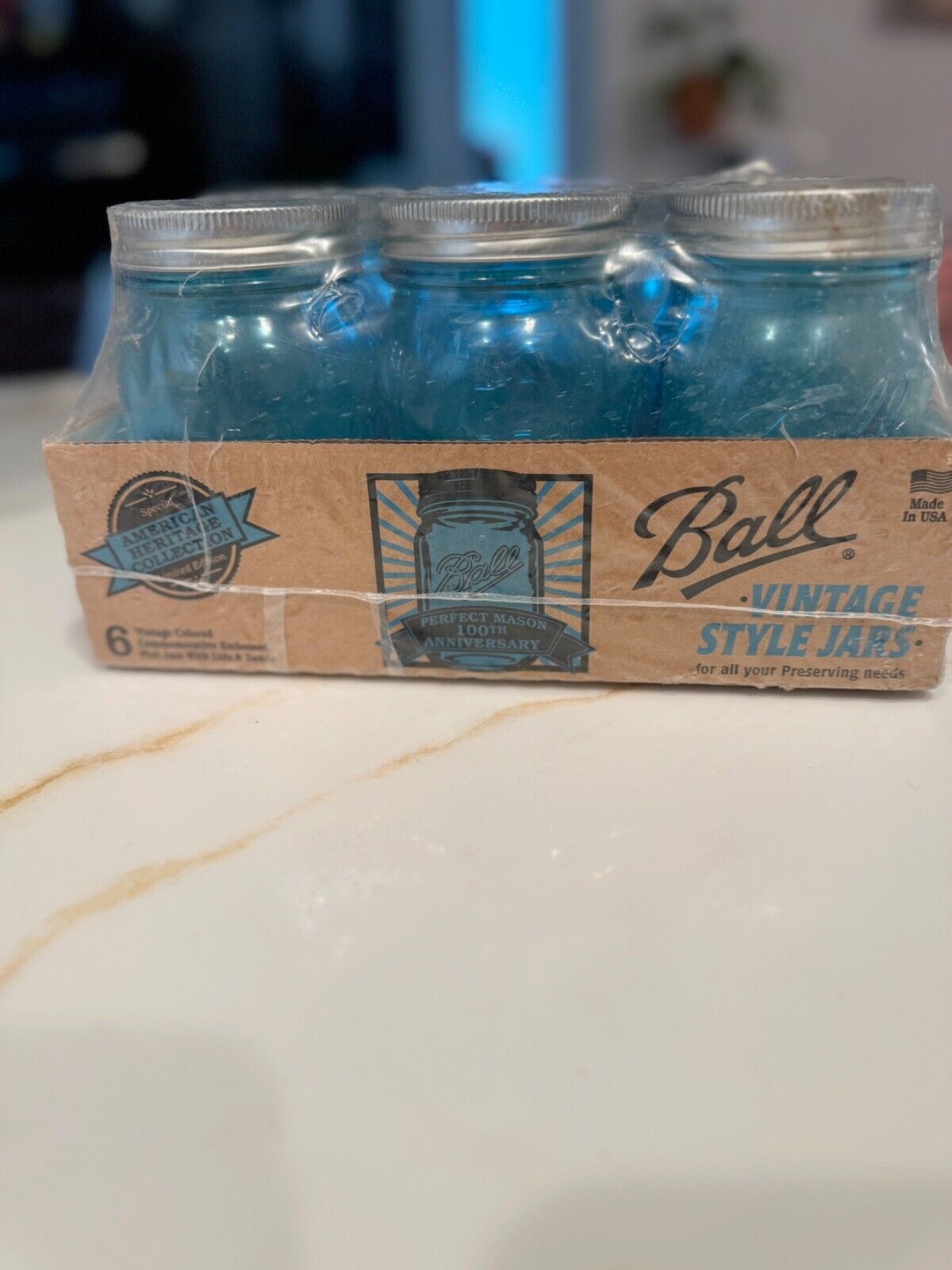 Ball Vintage Style Pint Jars American Heritage collection Limited Edition BLUE