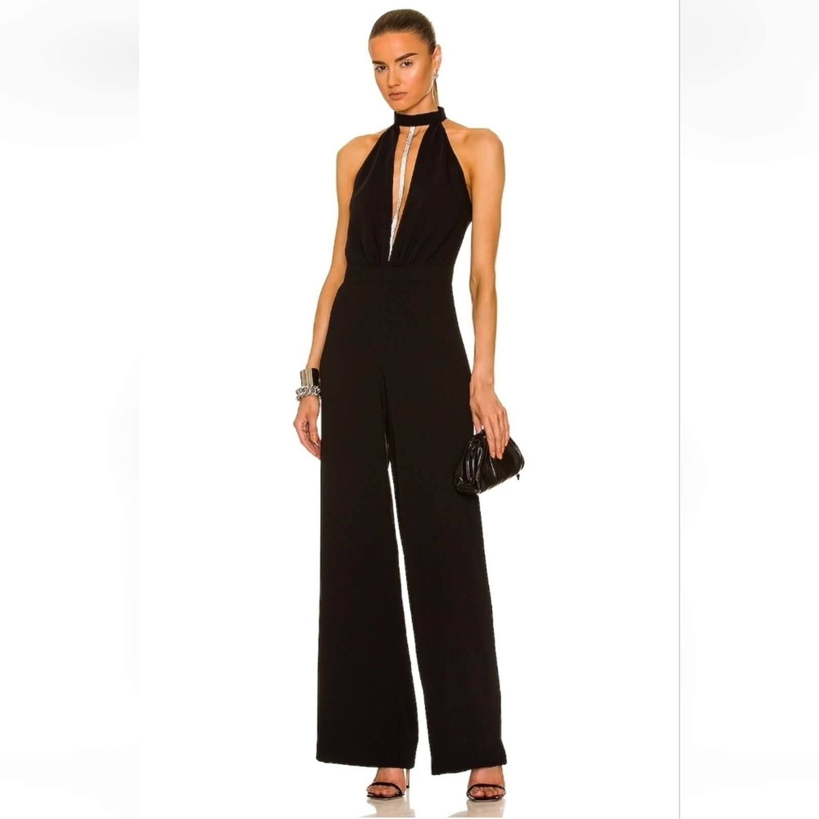 Nue Studio V Jumpsuit in Black Medium Sleeveless Deep V