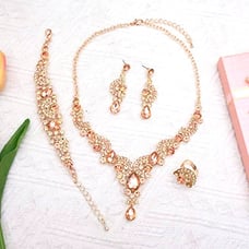 Crystal Necklace Earrings Bracelet Ring Bridal Wedding Party Jewelry Diamond Set