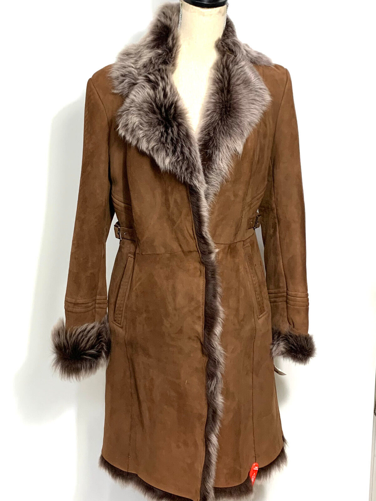 Cole Haan NWT Brown Shearling Fur Womens Coat Jacket Size Small