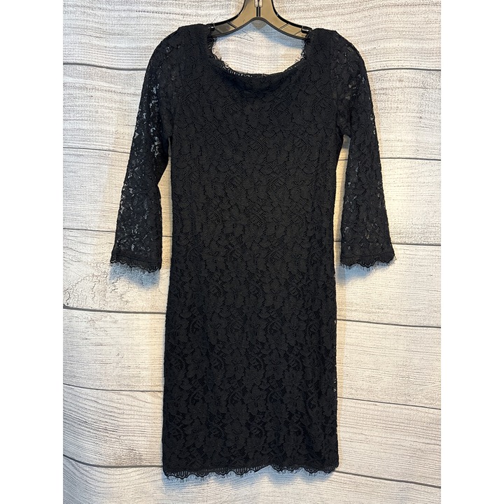 Diane Von Furstenberg Zarita Black Lace Back Zipper Dress Size 8