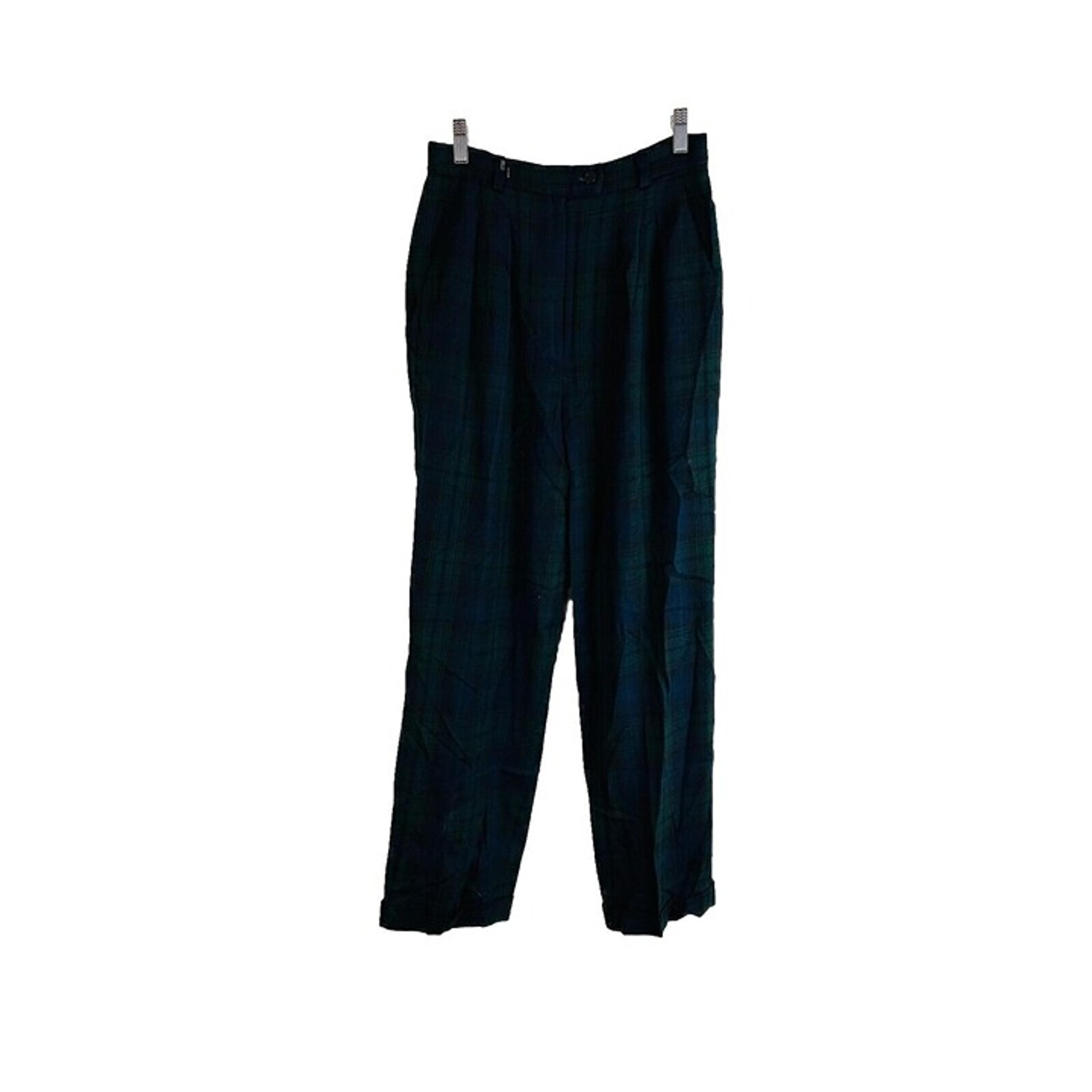 Vintage 90s Womens 8 Wool Tartan Plaid Pleated Cuffed Dress Pants USA Old Money